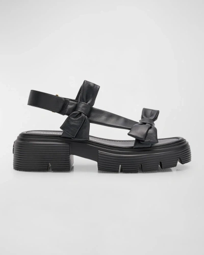Stuart Weitzman Sofia Nolita Dual Bow Slingback Sandals In Black