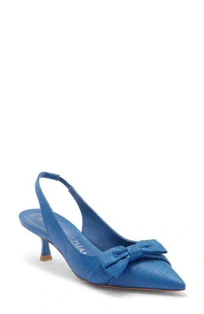 Stuart Weitzman Sofia Pointed Toe Slingback Pump In Blue