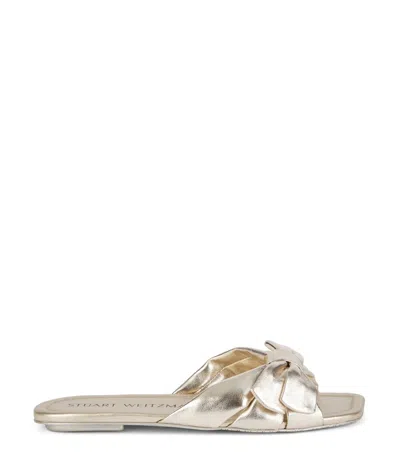 Stuart Weitzman Sofia Sandals Women's Gold Leather Slip On Slide Htat1049