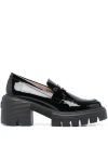 STUART WEITZMAN SOHO' BLACK LOAFERS WITH CHUNKY SOLE IN PATENT LEATHER