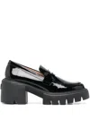 Stuart Weitzman Soho Glossed-leather Platform Loafers In Black