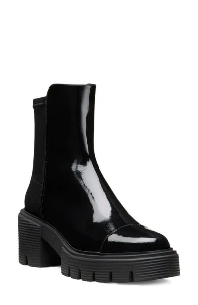 Stuart Weitzman 5050 Soho Patent Stretch Ankle Booties In Black Patent