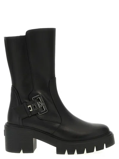 Stuart Weitzman Chunky Sole Mid-calf Boots In Black