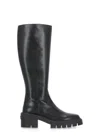 Stuart Weitzman Soho Calf-length Leather Boots In Black