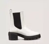 Stuart Weitzman Block-heel Leather Chelsea Boots In Cream