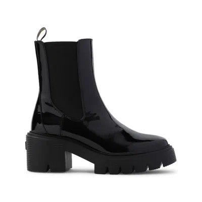 Stuart Weitzman Black Soho Patent Leather Chelsea Boots