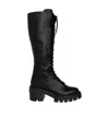 Stuart Weitzman Soho Knee-length Lace-up Boots In Black