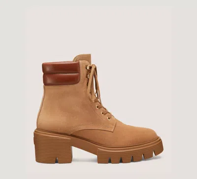 Stuart Weitzman Soho Lace-up Bootie In New Camel & Bridle Brown