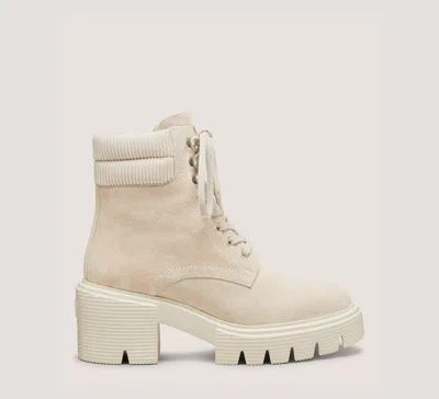 Stuart Weitzman Soho Lace-up Bootie In Oat & Cipria