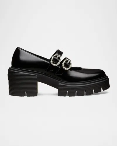 Stuart Weitzman Soho Leighton Patent Leather Mary Jane Shoes In Black