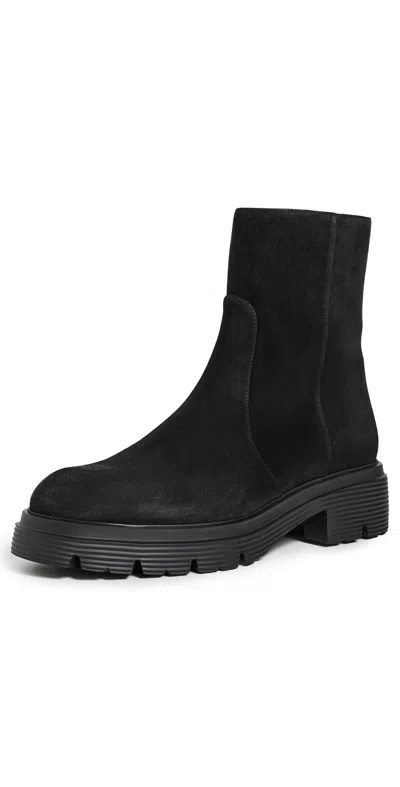 Stuart Weitzman Hudson Lite Suede Zip Ankle Boots In Black