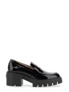 Stuart Weitzman Soho Glossed-leather Platform Loafers In Black