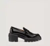 Stuart Weitzman Chunky Heel Patent Leather Loafers Platform