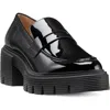 Stuart Weitzman Chunky Heel Platform Loafers In Glossy Patent Leather