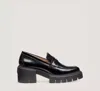 Stuart Weitzman Soho Glossed-leather Platform Loafers In Black