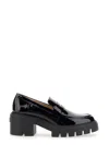 Stuart Weitzman Soho Glossed-leather Platform Loafers In Black