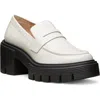 Stuart Weitzman Soho Patent Lug-sole Penny Loafers In Cream