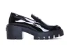 Stuart Weitzman Soho Glossed-leather Platform Loafers In Black