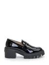 Stuart Weitzman Soho Glossed-leather Platform Loafers In Black