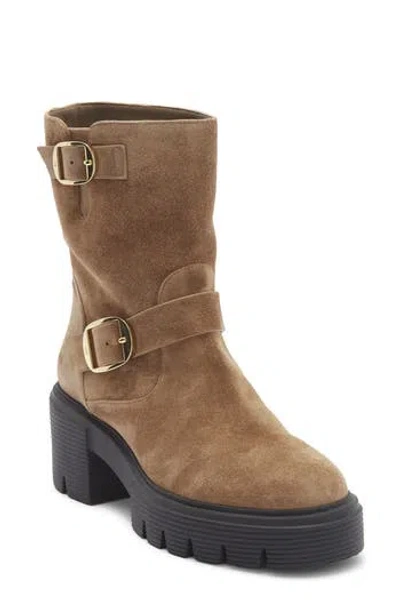 Stuart Weitzman Soho Moto Bootie In Brown