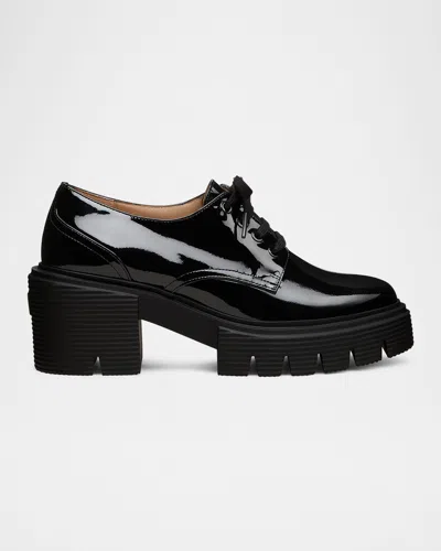Stuart Weitzman Soho Patent Leather Derby Shoes In Black