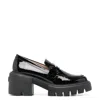 Stuart Weitzman Soho Glossed-leather Platform Loafers In Black