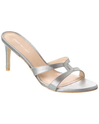 Stuart Weitzman Soiree Sleek 75 Satin Sandal In Silver