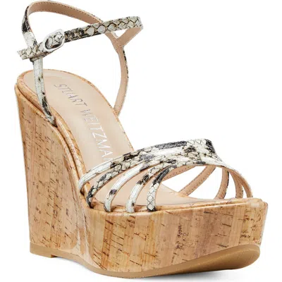 Stuart Weitzman Soirée Wedge Platform Sandal In Cream/oat