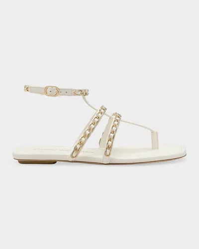Stuart Weitzman Soluxe Crystal Leather Caged Sandals In White