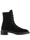 Stuart Weitzman Allie Laced Pearl Decorative Boots In Black