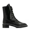 Stuart Weitzman Reverie Leather Lace-up Booties In Black