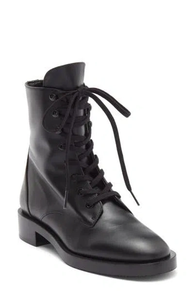 Stuart Weitzman Sondra Lace-up Combat Boot In Black