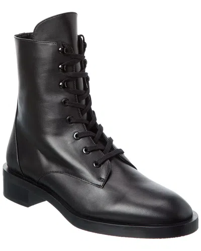 Stuart Weitzman Sondra Sleek Leather Bootie In Black