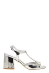 STUART WEITZMAN SOPHISTICATED SILVER MIRRORED LEATHER T-SANDALS FOR WOMEN