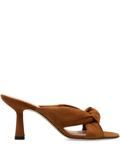 Stuart Weitzman Soplaya Suede Knotted Open Toe Slides In Brown