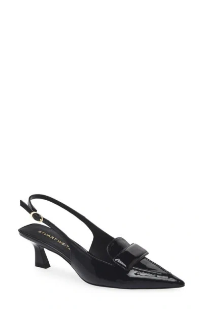 Stuart Weitzman Sovinnie Slingback Patent Loafer Pump In Black
