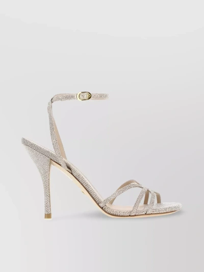 Stuart Weitzman Crystal-embellished High-heel Sandals In Cream