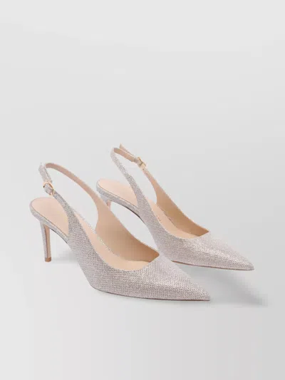 Stuart Weitzman Sparkling Glitter Pointed Toe Slingback Pumps