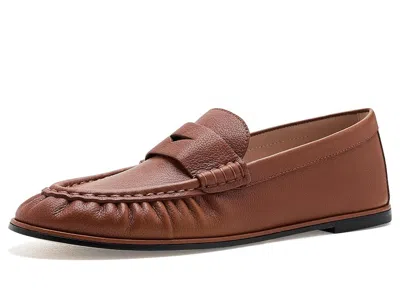 Stuart Weitzman Spencer Loafers Women's Flat Shoes Luxe Saddle: 7.5 M, Leather In Brown