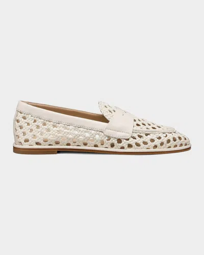 Stuart Weitzman Spencer Woven Leather Penny Loafers In Multi