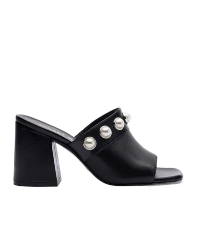 Stuart Weitzman Square-headed High-heeled Slippers In Black