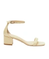 Stuart Weitzman Square-headed Low-heeled Sandals In Nude