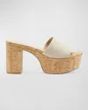 Stuart Weitzman Square High Suede Platform Sandals In Neutral