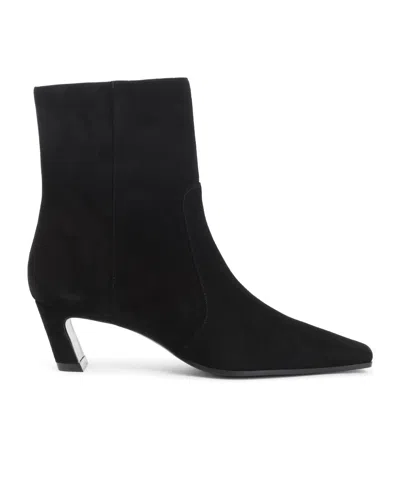 Stuart Weitzman Square Toe Ankle Boots In Black