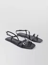 Stuart Weitzman Square Toe Leather Sandals With Buckle Detail