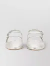 Stuart Weitzman Square Toe Metallic Finish Buckle Detail Pumps