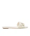 Stuart Weitzman Beige Slipper With Roses In White