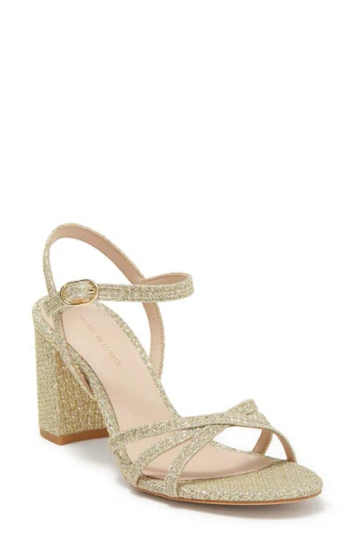 Stuart Weitzman Starla 75 Block Heel Sandal In Platino