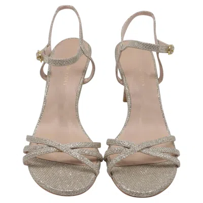 Pre-owned Stuart Weitzman Starla 80 Ankle Strap Sandals In Gold Glitter In Brown