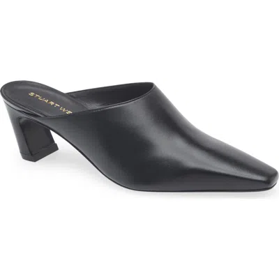 Stuart Weitzman Leather Heeled Mules In Black